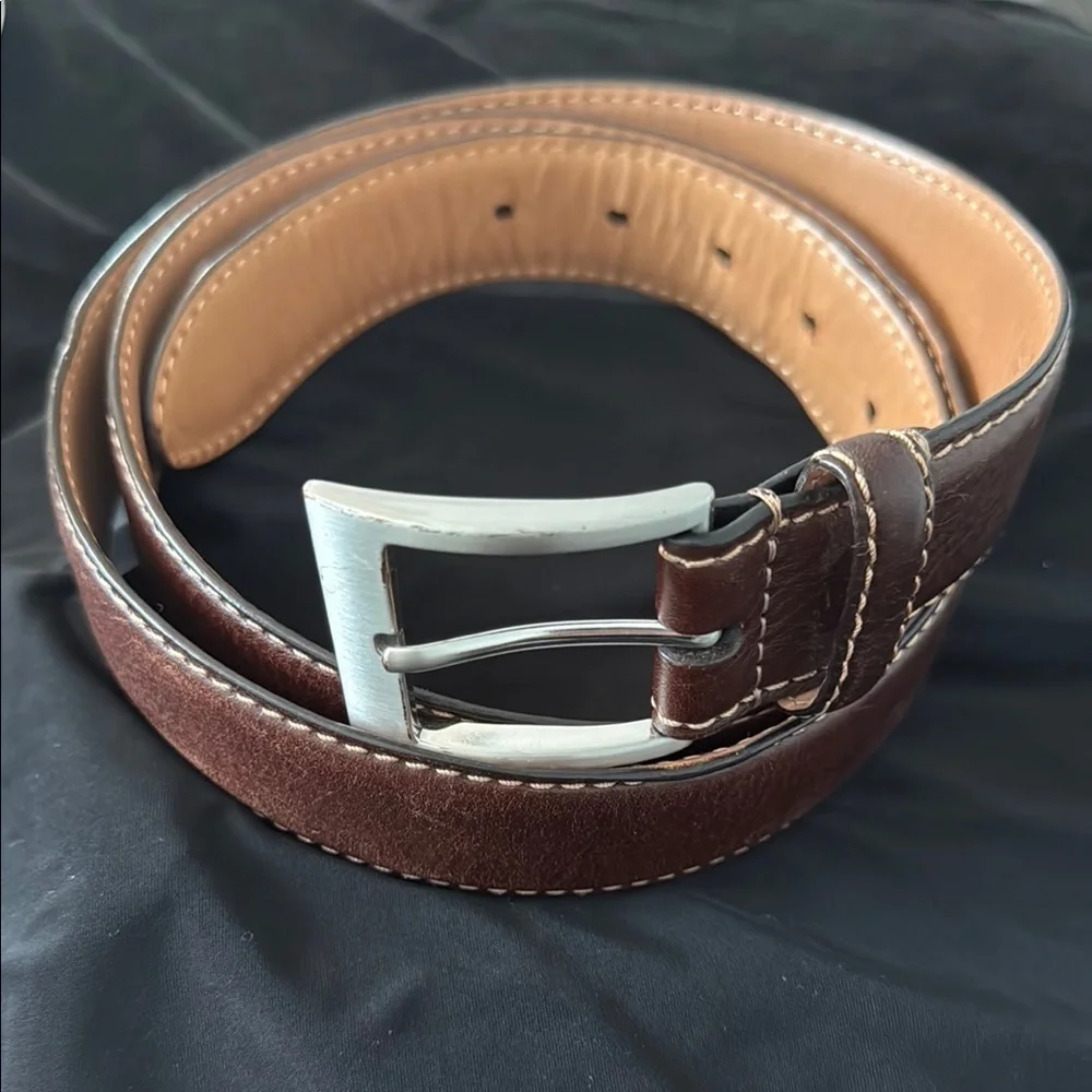 Kirklands Brown Leather Belts with Metal Buckles